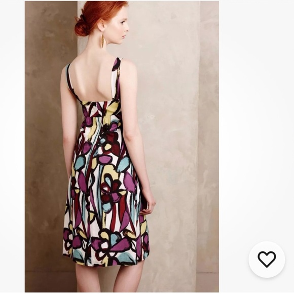 ANTHROPOLOGIE ABSTRACT FLORAL TANK DRESS by TABITHA size 4. - Picture 3 of 6